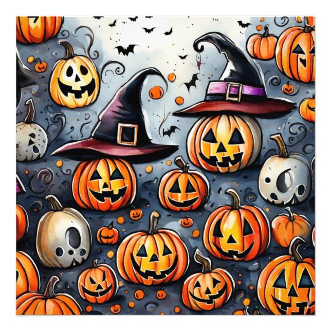 Impression Photo Happy Halloween éffrayant traitement ou astuces de (Devant)