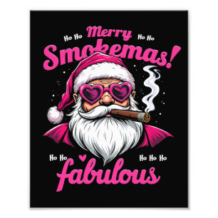 Impression Photo Happy Smokemas Drôle Père Noël avec Big Cigar
