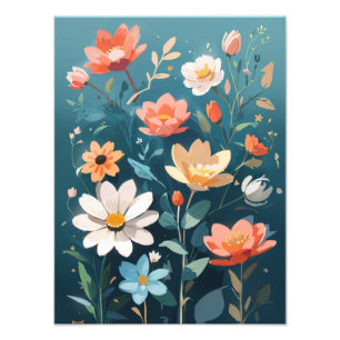 Impression Photo Harmonie aquarelle : fleurs tropicales en pleine f