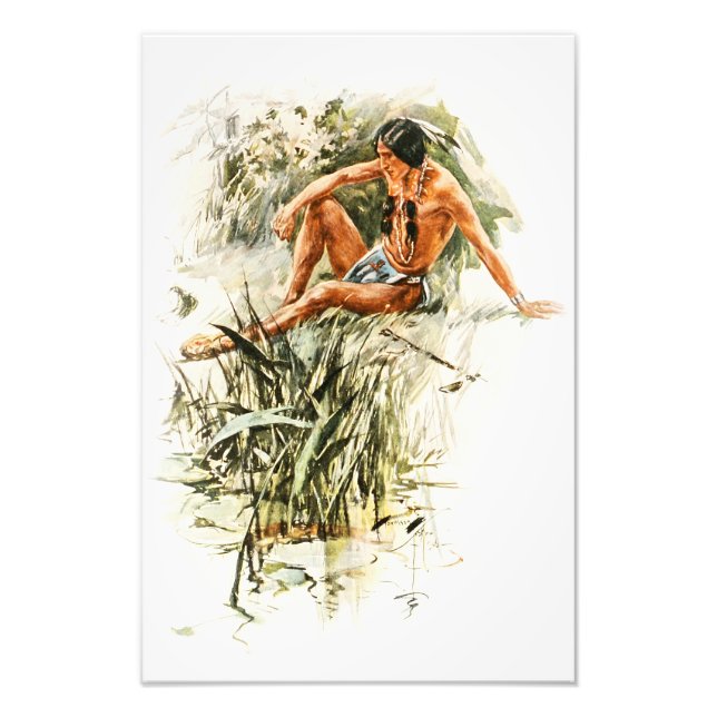 Impression Photo Harrison Fisher Song de Hiawatha Red Indian River (Devant)