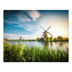 Impression Photo Historiens Moulins hollandais près de Rotterdam