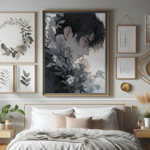 Homme mystérieux et fleurs