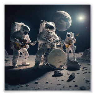 Impression Photo Homme sur la bande de lune