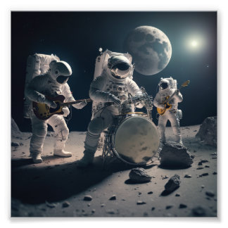 Impression Photo Homme sur la bande de lune