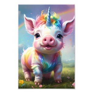 Impression Photo "Hooves magiques : le cochon de licorne arc-en-cie