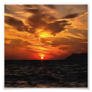 Impression Photo Horizons Brûlés Coucher De Soleil Sur La Peinture