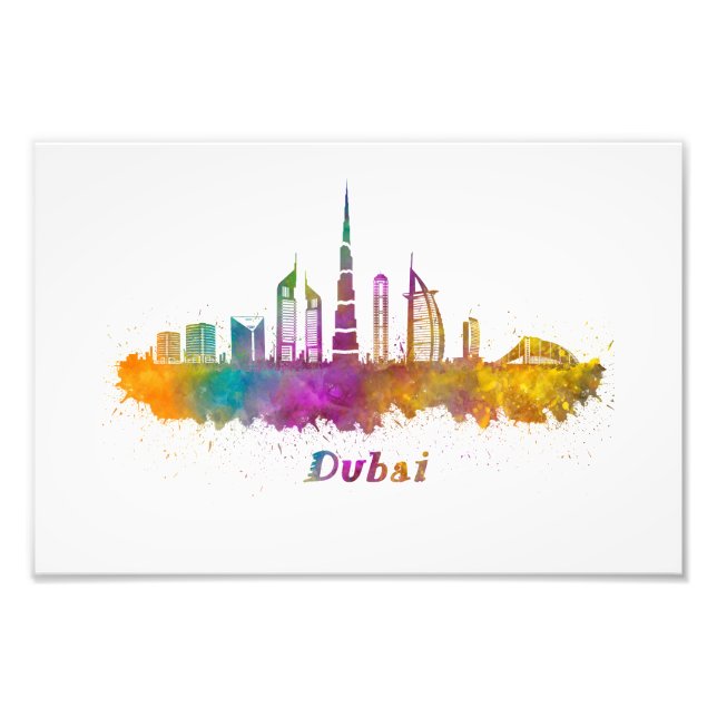 Impression Photo horizonte Dubai acuarela (Devant)