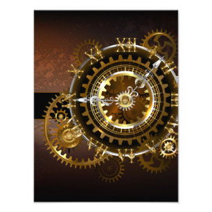 Impression Photo Horloge Steampunk avec des engrenages anciens