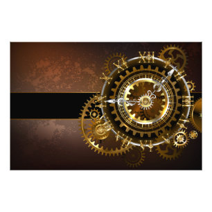 Impression Photo Horloge Steampunk avec des engrenages anciens