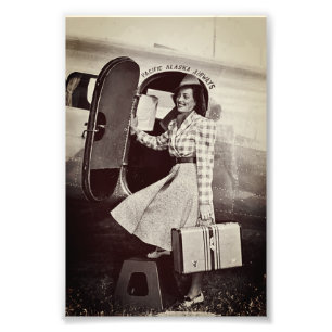 Impression Photo Hôtesse Air Stewardess de Pacific Alaska Airlines