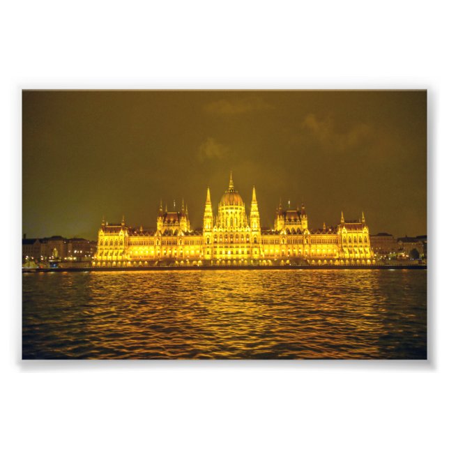 Impression Photo Hungarian Parliament, Budapest, Hungary at Night (Devant)