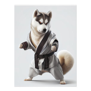 Impression Photo Husky Dog Jouer Karate, Champion de Karate Husky D