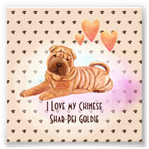 Impression Photo I Love My Chinese Shar-Pei Nom Dessin Personnalisé