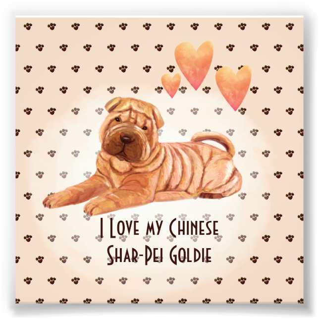 Impression Photo I Love My Chinese Shar-Pei Nom Dessin Personnalisé (Devant)