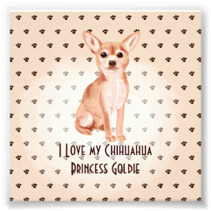 Impression Photo I Love My Chuhuahua Ajouter un nom Custom Cartoon
