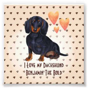 Impression Photo I Love My Dachshund Ajouter un nom Custom Cartoon 