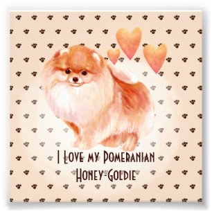 Impression Photo I Love My Pomeranian Ajouter un nom Custom Cartoon