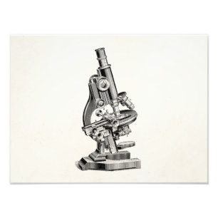 Impression Photo Illustration au microscope vintage Retro Steampunk