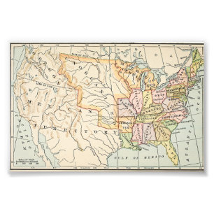 Impression Photo Illustration de carte historique des États-Unis 18