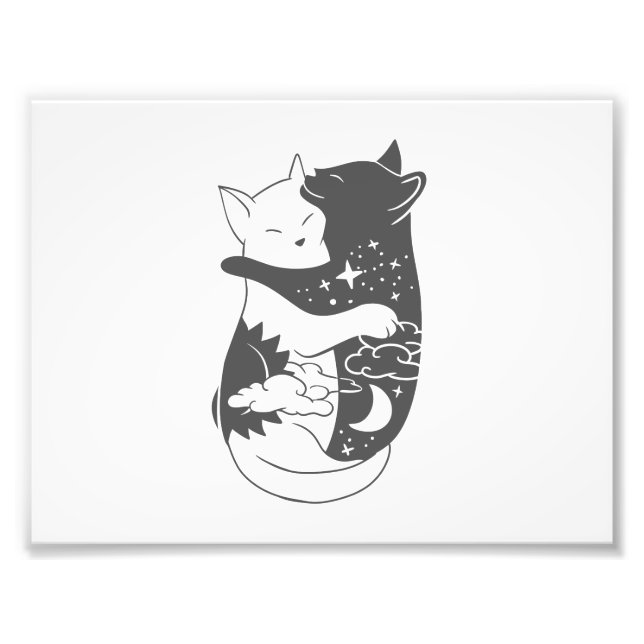 Impression Photo Illustration de la nuit du chat de jour - Choisir  (Devant)