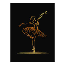 Impression Photo Illustration de l'élégante Golden Line Art Balleri