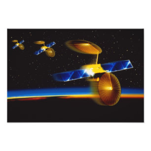 Impression Photo Illustration des satellites au-dessus de l'horizon