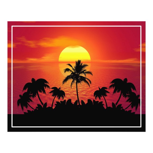 Impression Photo Illustration des silhouettes des palmiers du couch (Devant)
