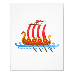 Impression Photo Illustration du dessin du petit Viking Ship