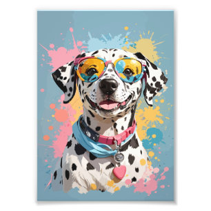 Impression Photo illustration du visage de chien dalmate heureux