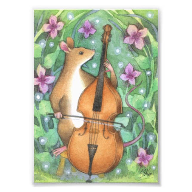 Impression Photo Illustration musicale de basse orchestre de souris (Devant)