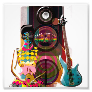 Impression Photo Illustrations Rock Music avec guitare et haut-parl