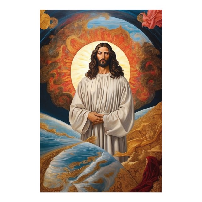 Impression Photo *~* Imaginaire Jésus Christ AP50 Terre Universe (Devant)