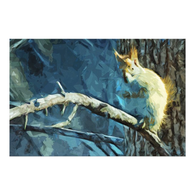 Impression Photo Impressionnisme Abstrait de l'écureuil rouge améri (Devant)