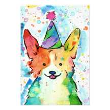 Imprimer couleur d'aquarelle Corgi