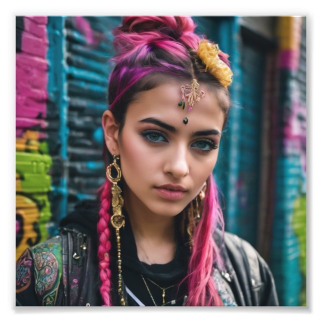 Impression Photo Indien Pakistanais belle alternative Punk Girl (Devant)
