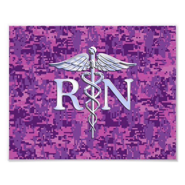 Impression Photo Infirmière inscrite RN Caduceus sur Camouflage ros (Devant)