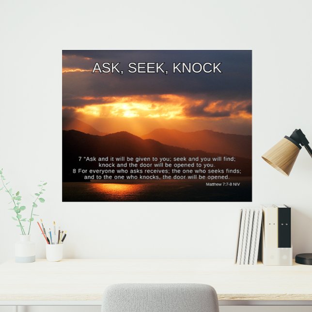 Impression Photo Inspiration chrétienne, Chercher Dieu, Matthieu 7  (Christian Inspiration, Seek God, Matthew 7 7-8 Photo Print)