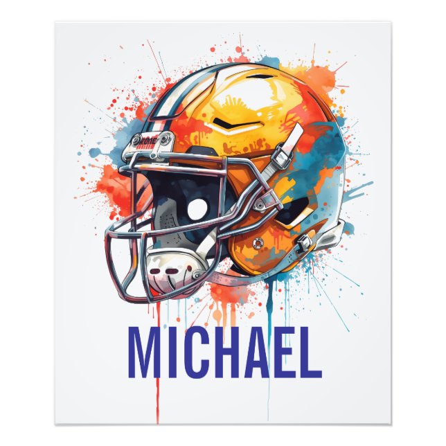 Impression Photo Inspirational Motivational Football Helmet Name (Devant)
