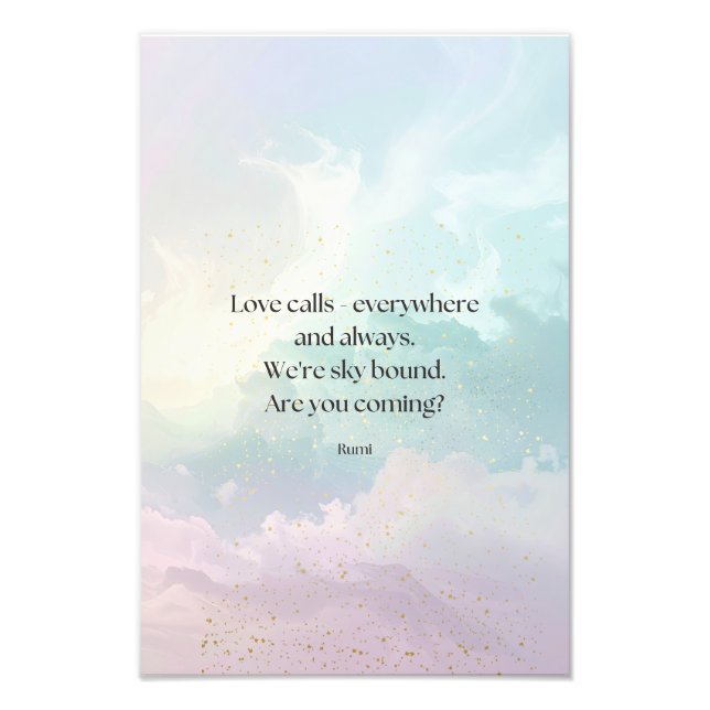 Impression Photo Inspirational Motivational Rumi Quote Pastel Cloud (Devant)