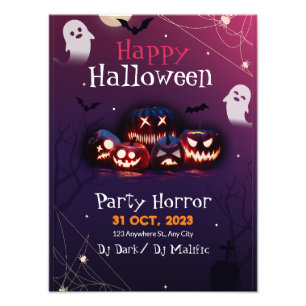 Impression Photo Invitation de fête d'Halloween, fête d'horreur Hal
