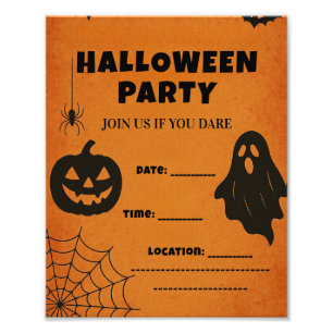Impression Photo Invitation vintage du parti Halloween   Icônes éff