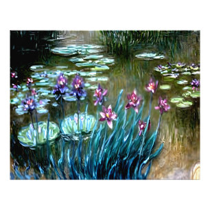 Impression Photo Irises et nymphes d'eau dans le jardin de Giverny