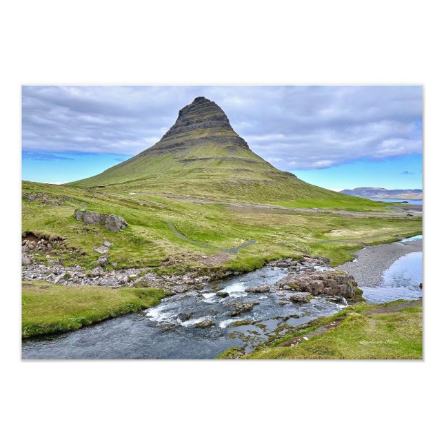 Impression Photo Islande-montagne avec cascades (Devant)