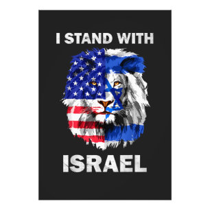 Impression Photo Israël et drapeau USA Lion _ Je suis avec Israël