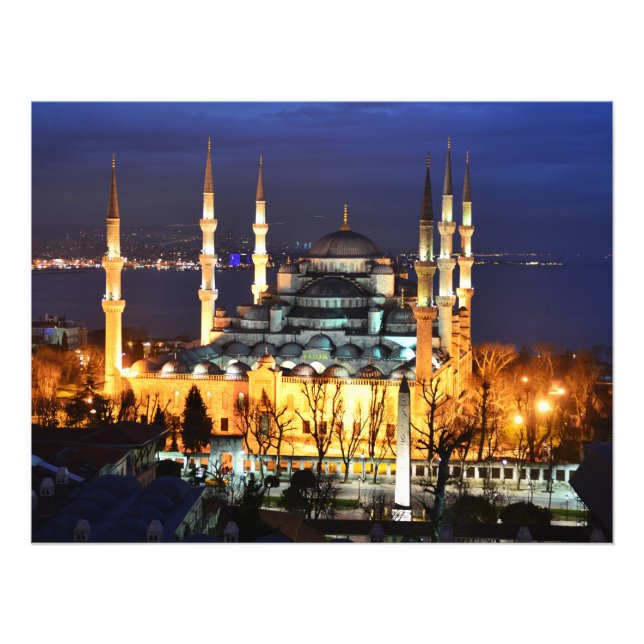 Impression Photo Istanbul Mosquée Bleue Nuit Décor Premium Voyage (Devant)