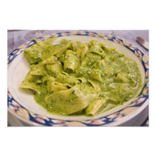 Impression Photo Italie, Camogli. Assiette de pâtes au pesto