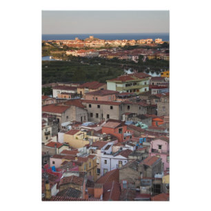 Impression Photo Italie, Sardaigne, Bosa. Vue de la ville depuis Ca