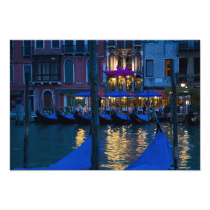 Impression Photo Italie, Venise, Vue nocturne le long du Grand