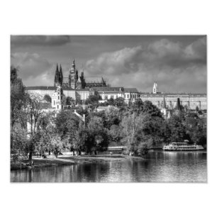 Impression Photo J'aime Prague, en noir et blanc