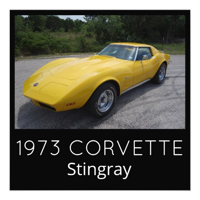 Impression Photo Jaune 1973 Corvette Stingray (Devant)
